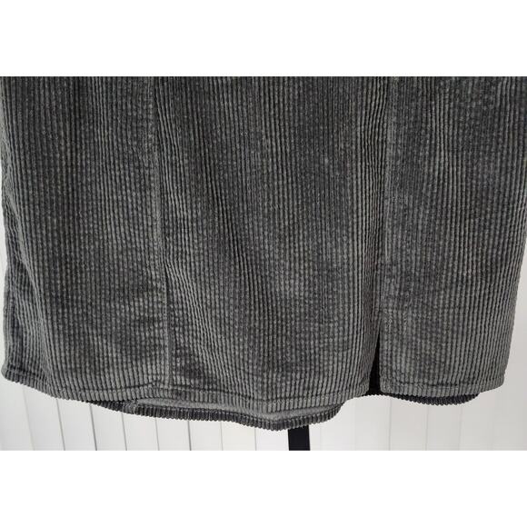 Aerie Corduroy Micro Mini Skirt Front Slit Elastic Waist Dark Grey Medium New - Picture 7 of 12